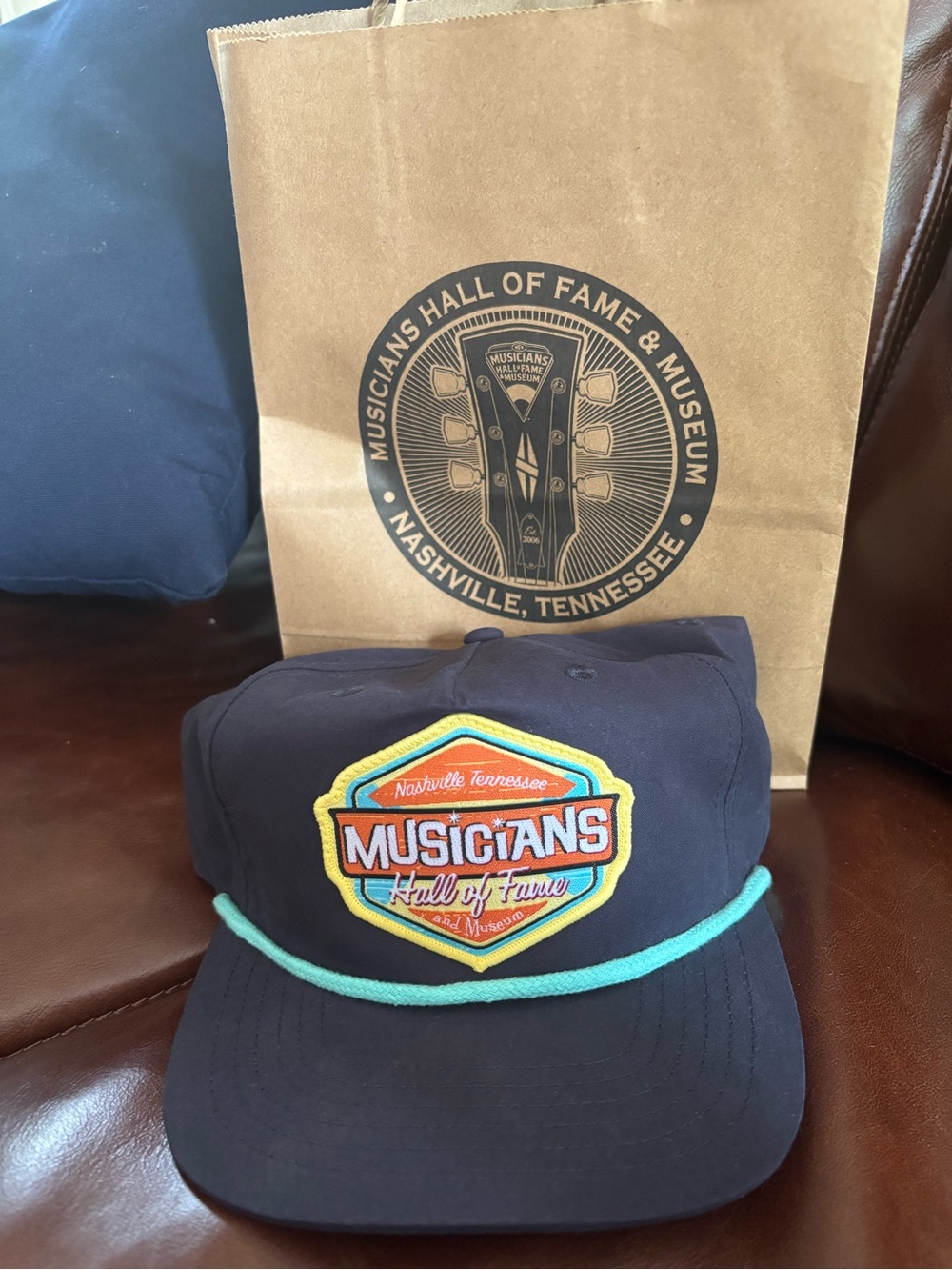 Musicians Hall of Fame Navy Patch Snapback Hat - Teal Accent